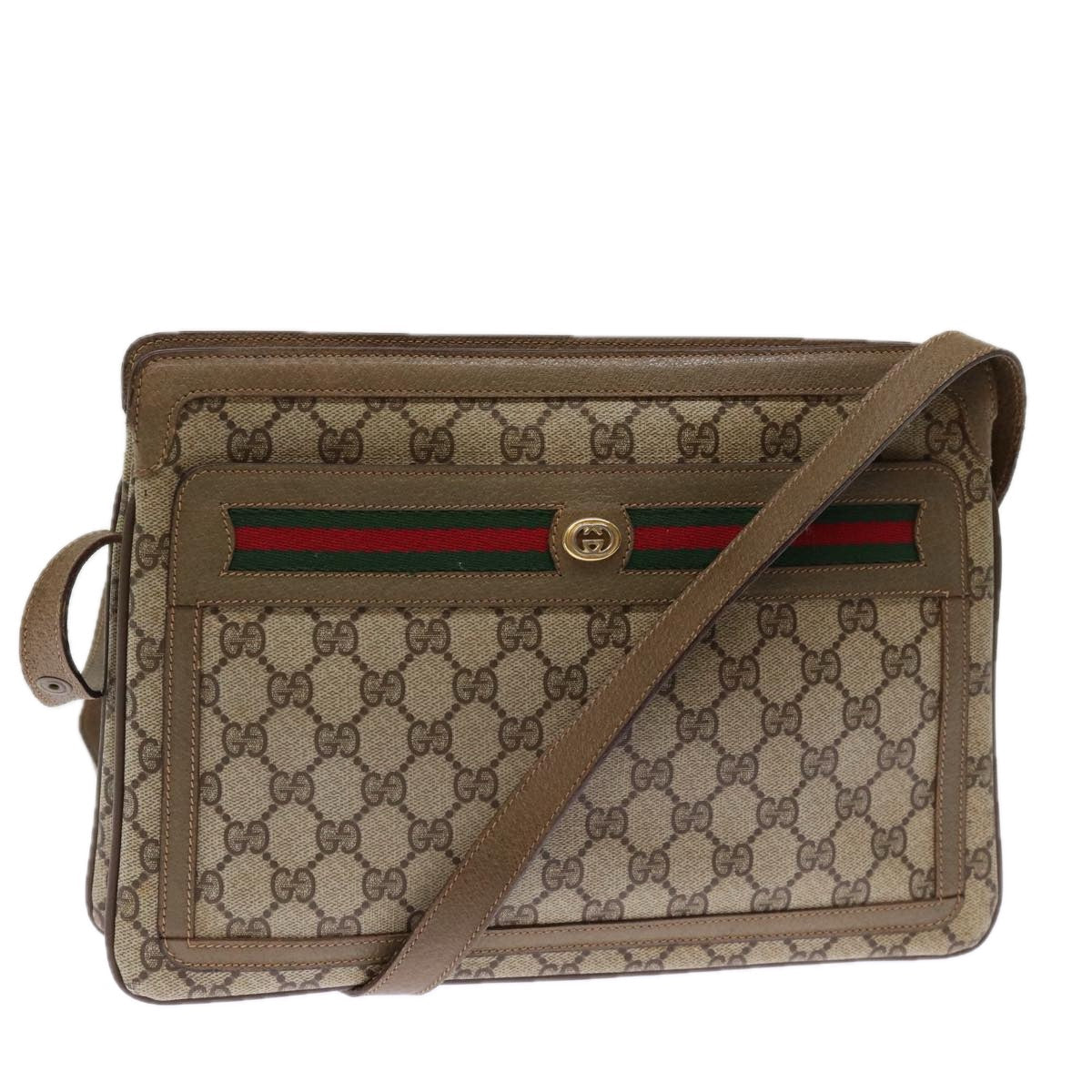 GUCCI GG Supreme Shoulder Bag PVC Leather Beige 41 02 090 th4950