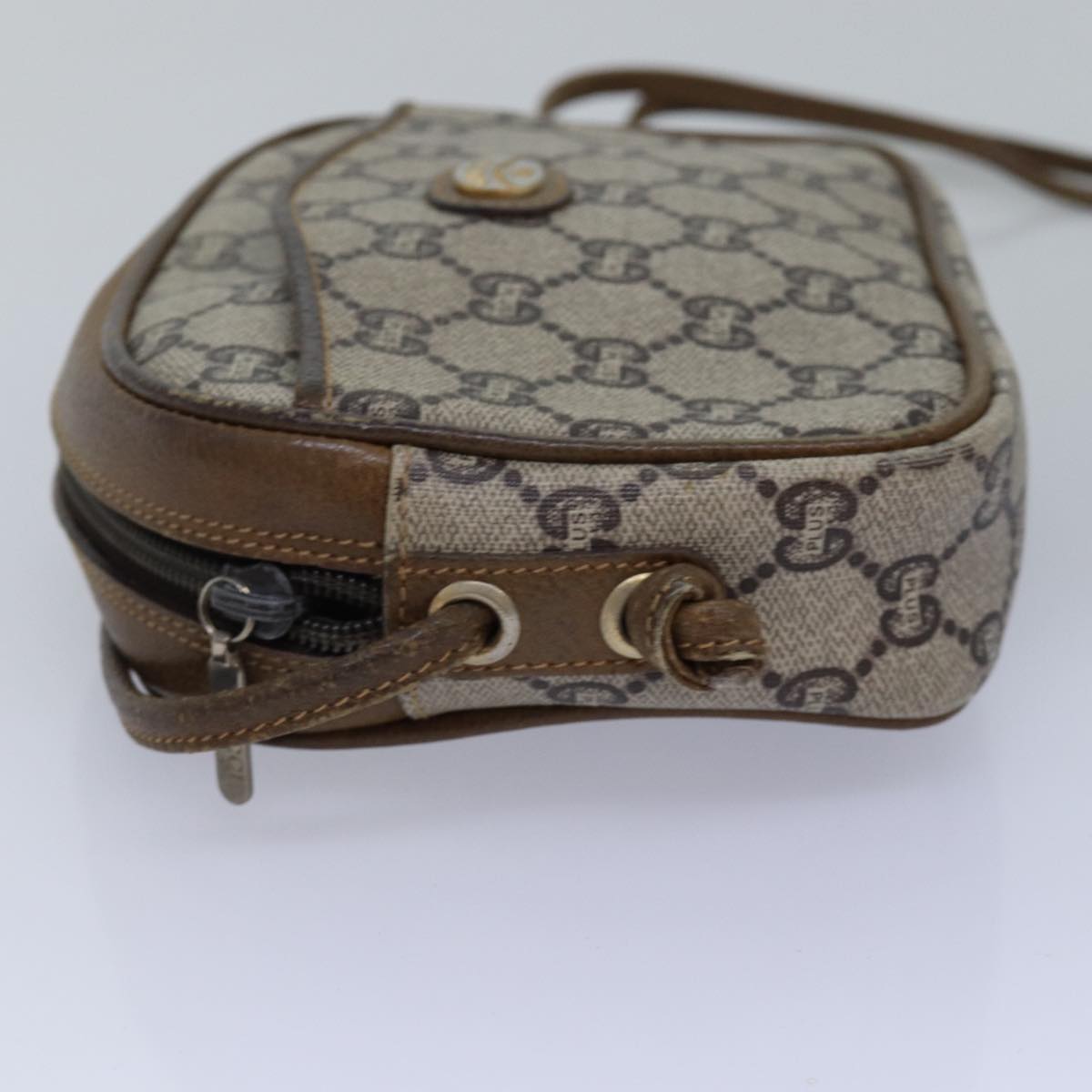 GUCCI GG Plus Supreme Shoulder Bag PVC Leather Beige th4957