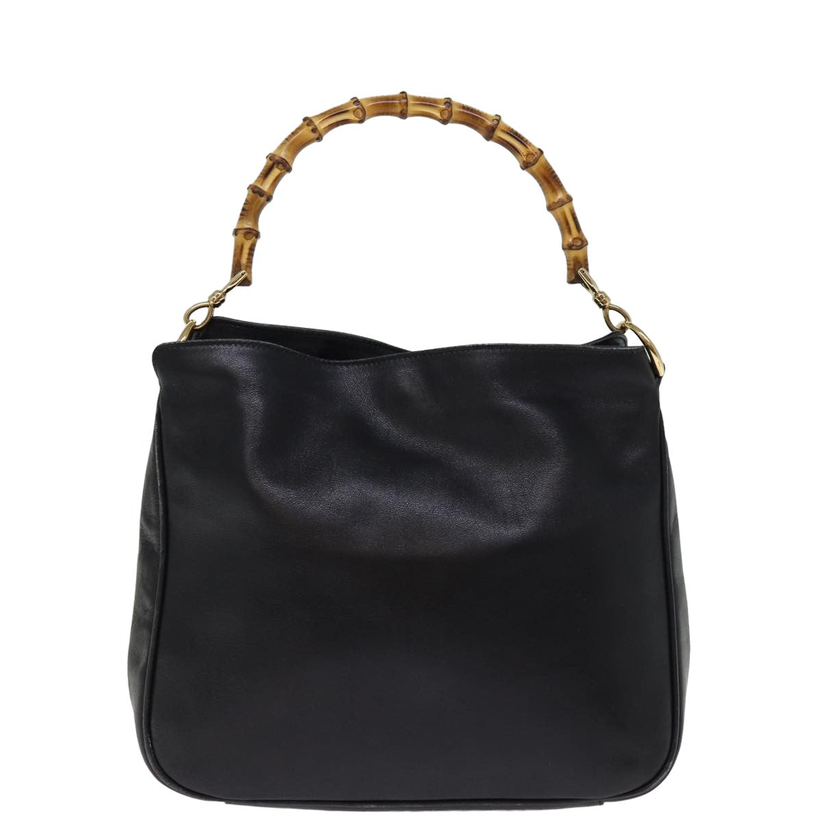 GUCCI Bamboo Shoulder Bag Leather 2way Black 001 1705 1638 th5024