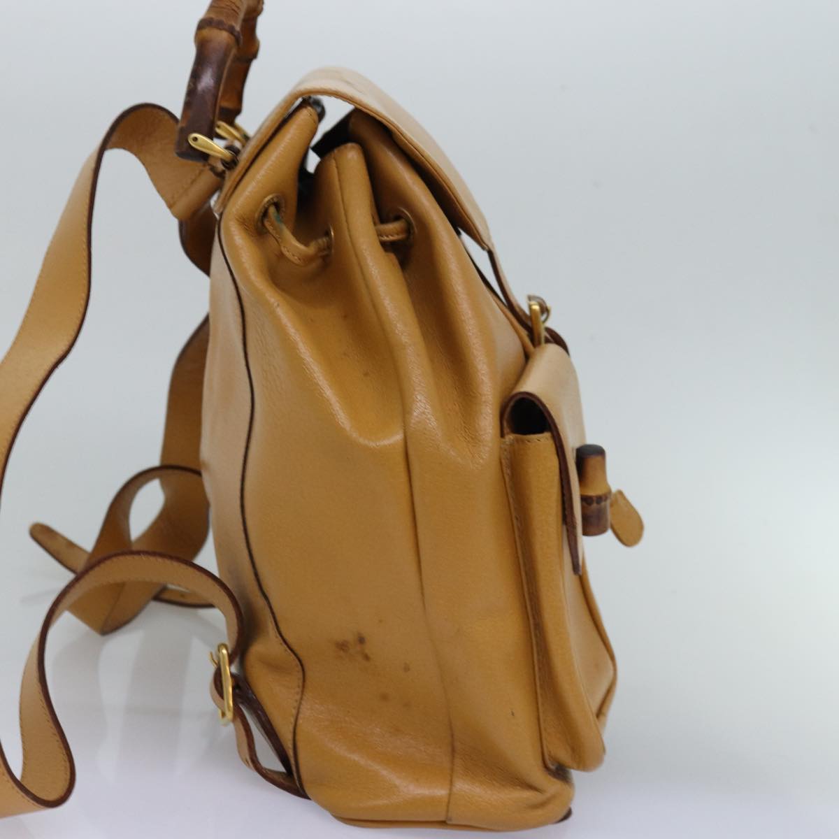 GUCCI Bamboo Backpack Leather Yellow 003 2058 0016 th5025