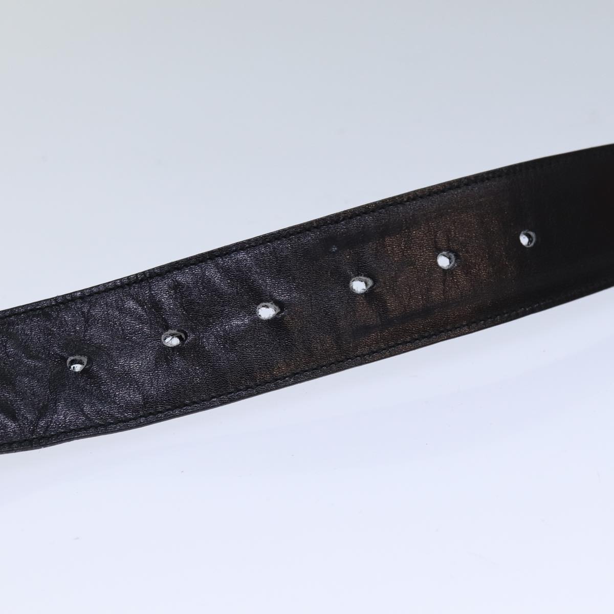 GUCCI Belt Leather 37"" Black th5131