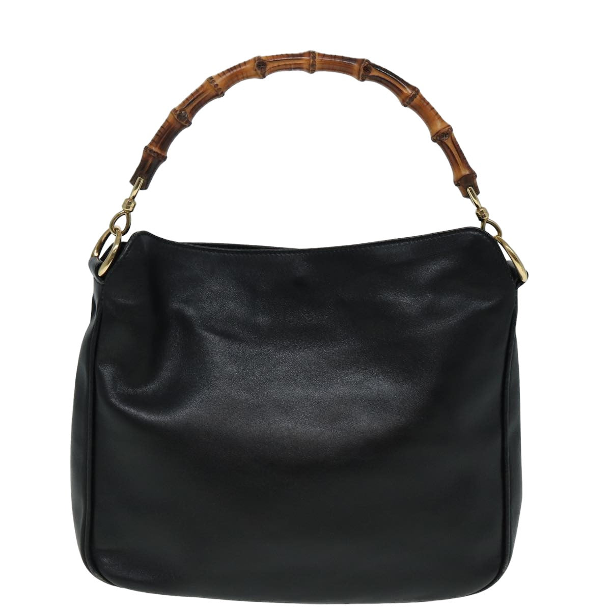 GUCCI Bamboo Shoulder Bag Leather 2way Black 001 1638 2615 th5132