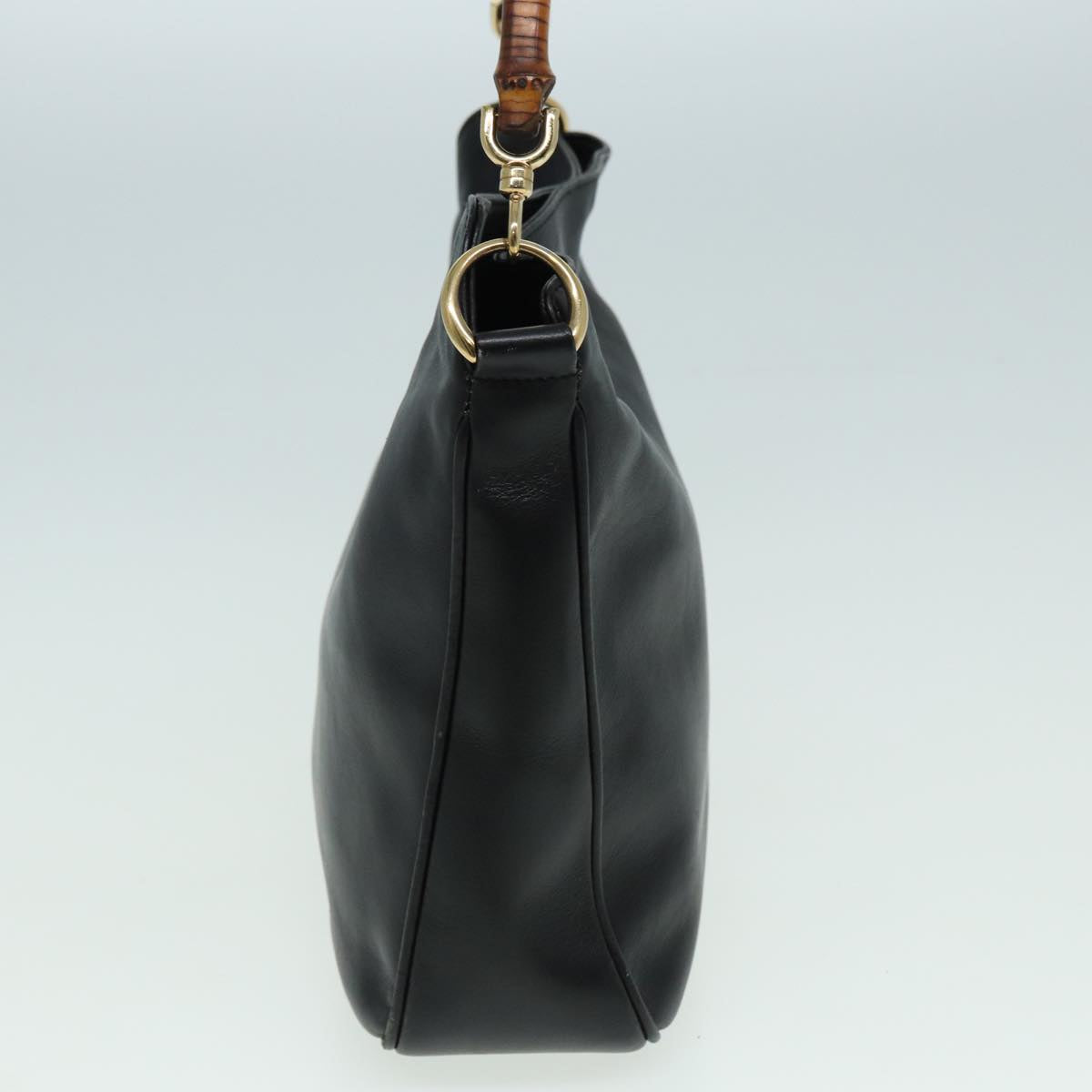GUCCI Bamboo Shoulder Bag Leather 2way Black 001 1638 2615 th5132