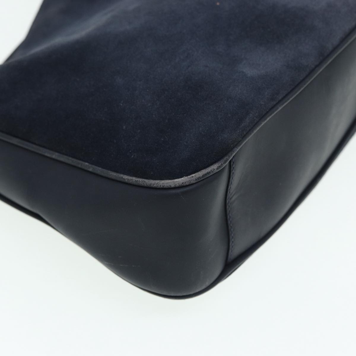 GUCCI Bamboo Shoulder Bag Suede 2way Navy 001 1014 1638 0 th5147