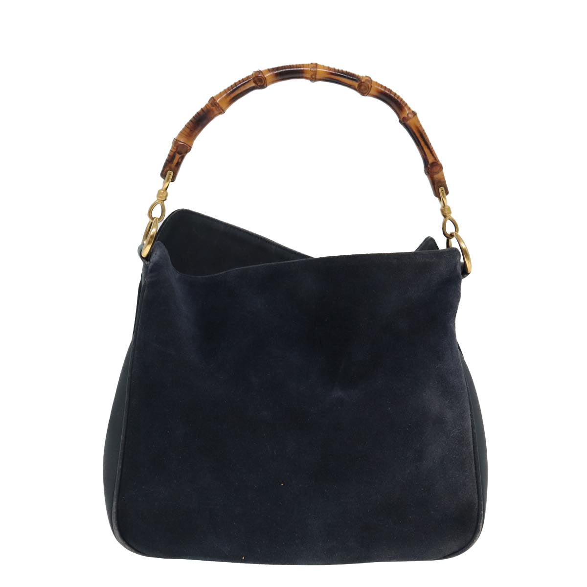 GUCCI Bamboo Shoulder Bag Suede 2way Navy 001 1014 1638 0 th5147