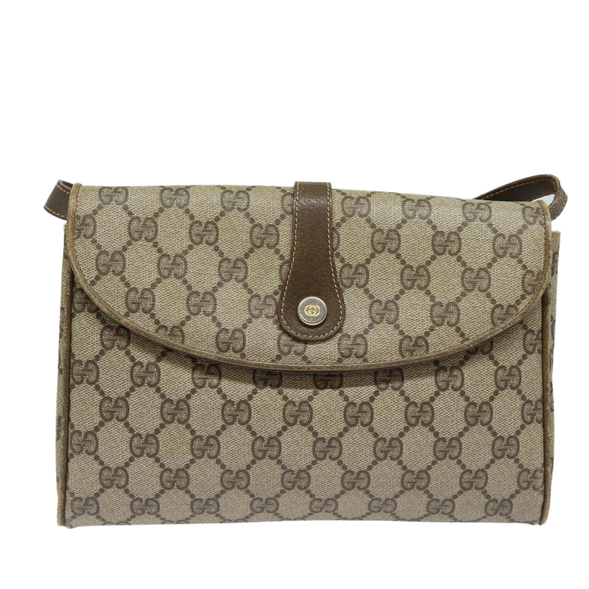 GUCCI GG Supreme Shoulder Bag PVC Beige th5163