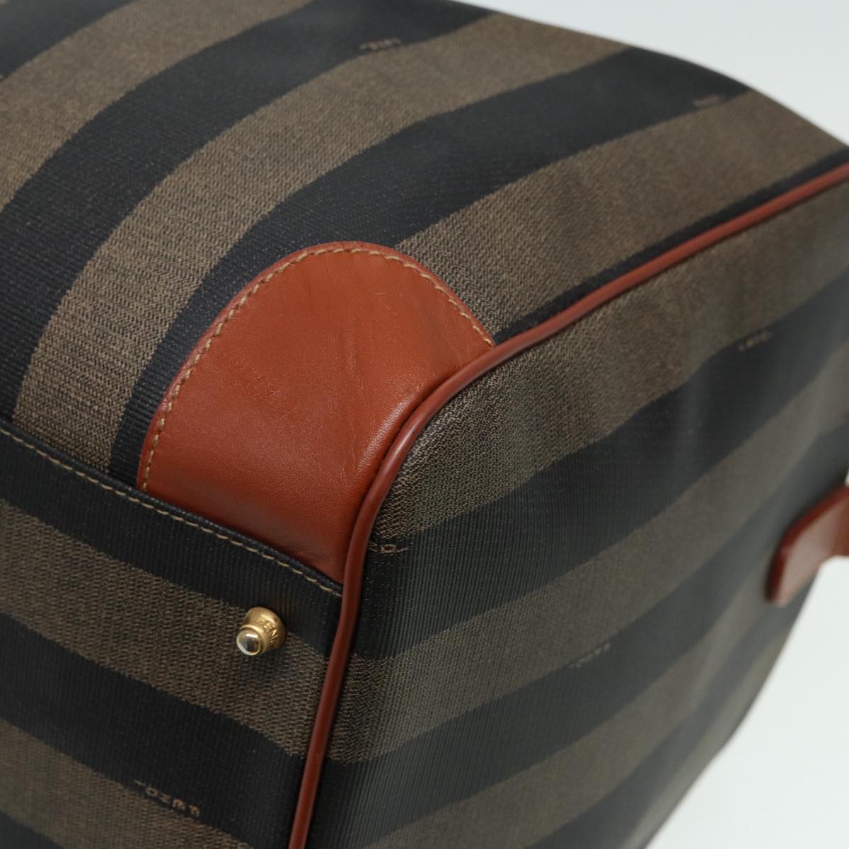 FENDI Pecan Canvas Boston Bag 2way Brown Black th5207