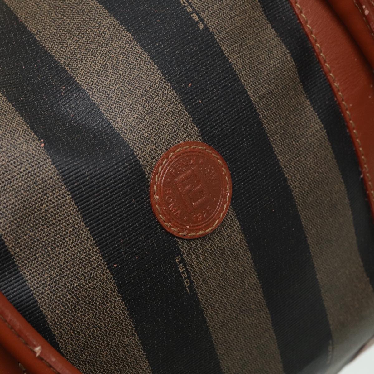 FENDI Pecan Canvas Boston Bag 2way Brown Black th5207