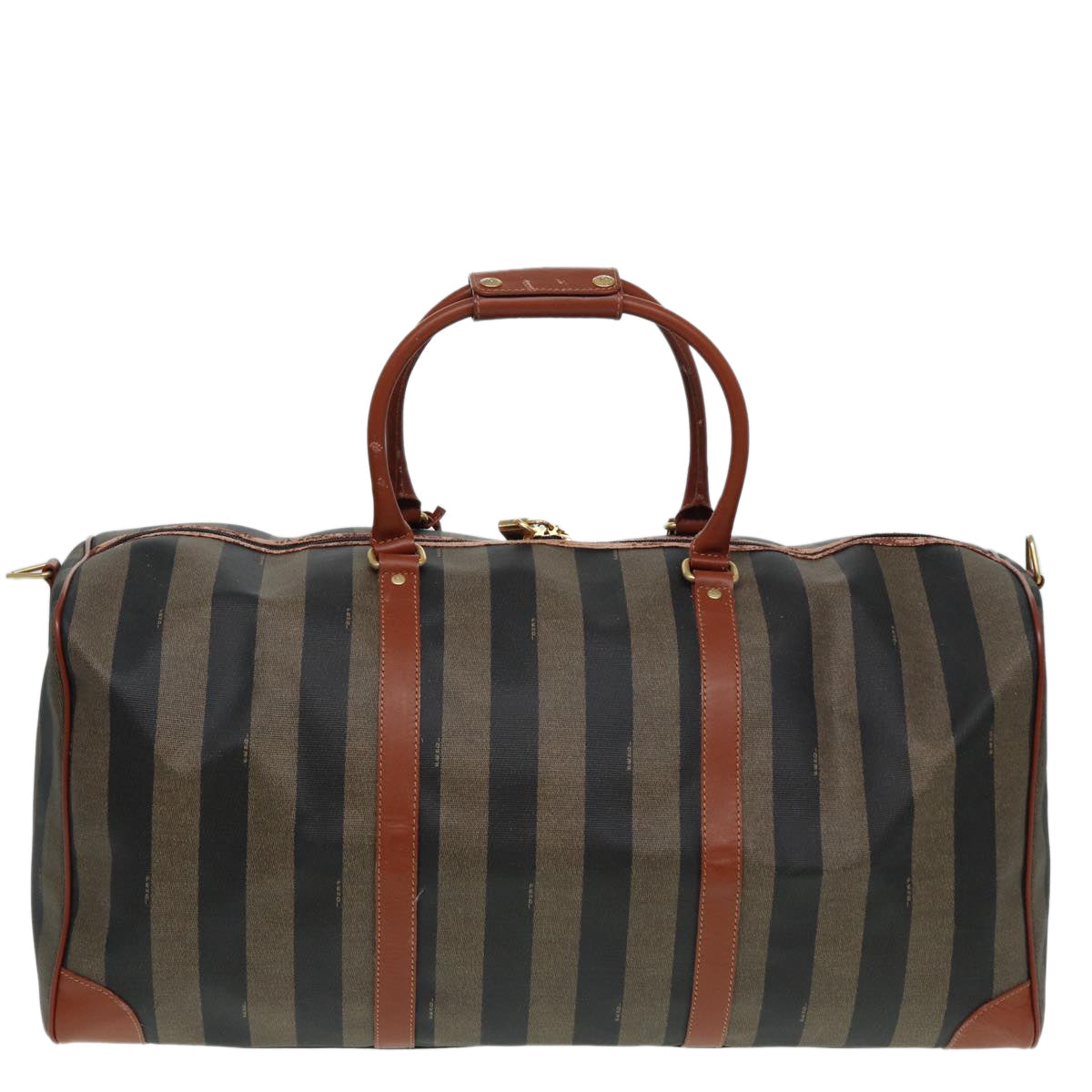 FENDI Pecan Canvas Boston Bag 2way Brown Black th5207