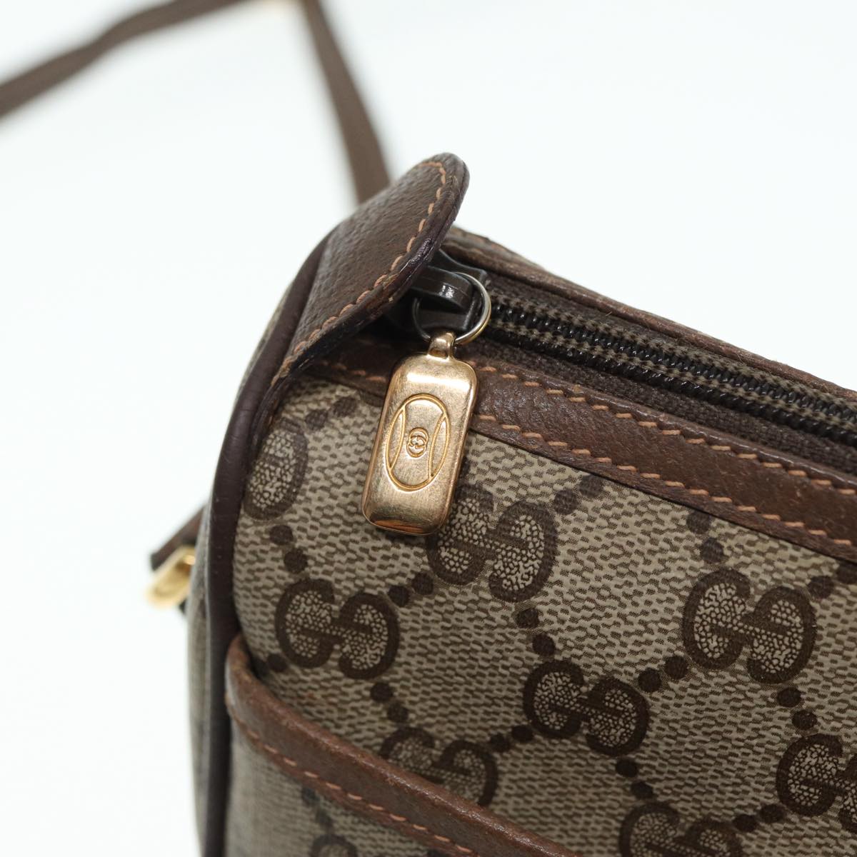 GUCCI GG Supreme Web Sherry Line Shoulder Bag PVC Beige 89 02 077 th5234