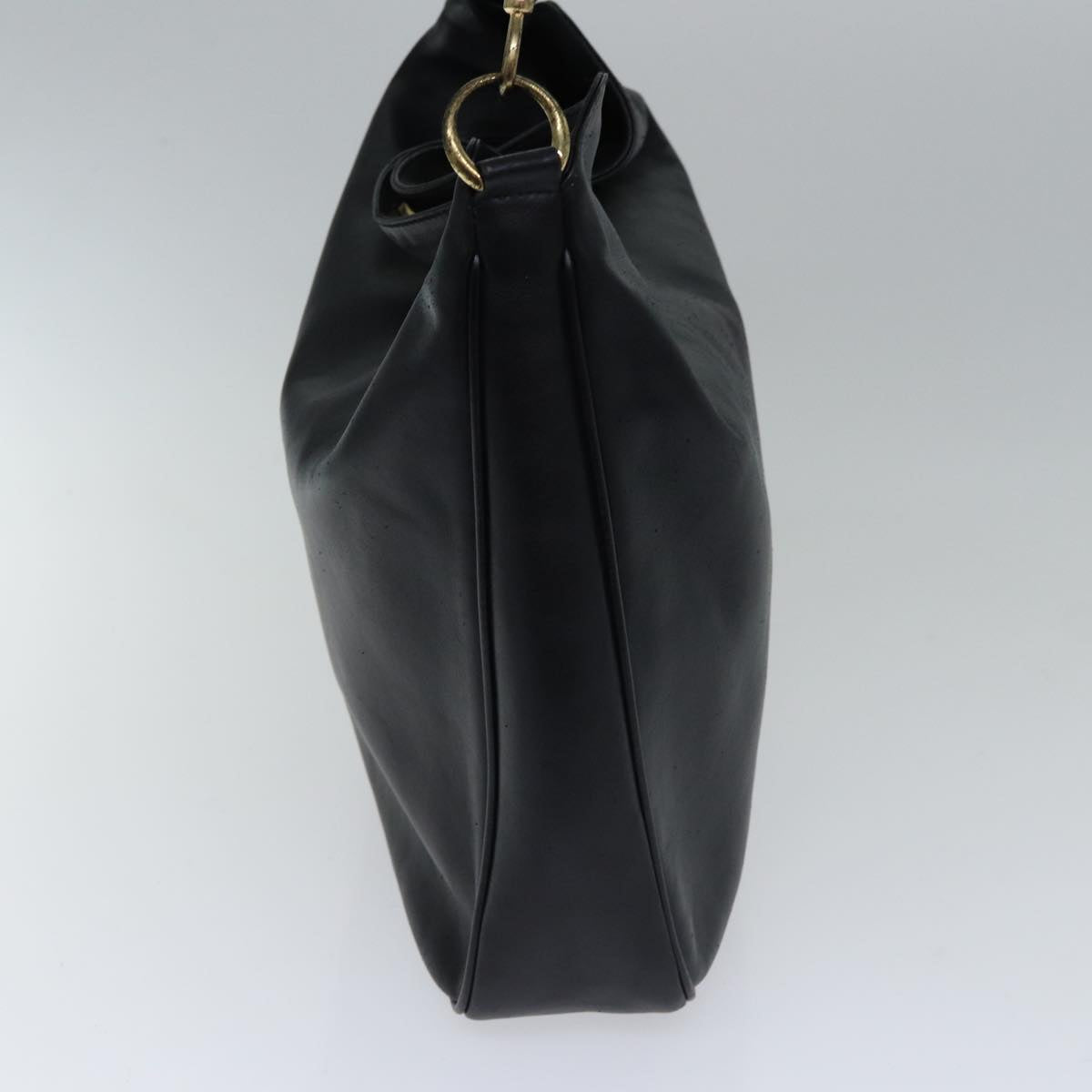 GUCCI Bamboo Hand Bag Leather 2way Black th5241