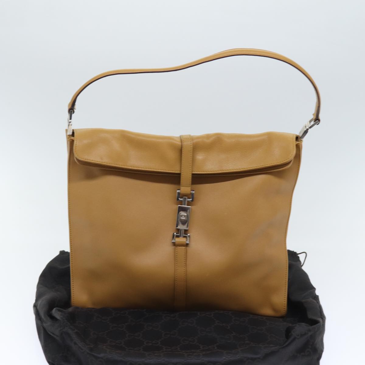 GUCCI Jackie Shoulder Bag Leather Brown Silver 001 3355 th5256