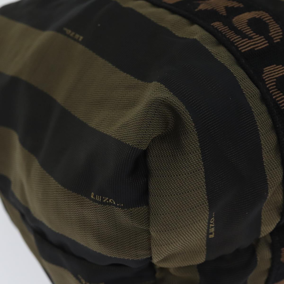 FENDI Pecan Canvas Tote Bag Nylon Khaki Black th5267