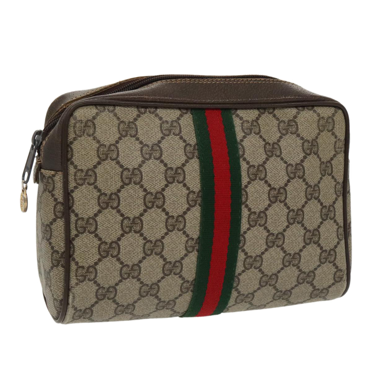GUCCI GG Supreme Web Sherry Line Clutch Bag Beige 010 378 th5385