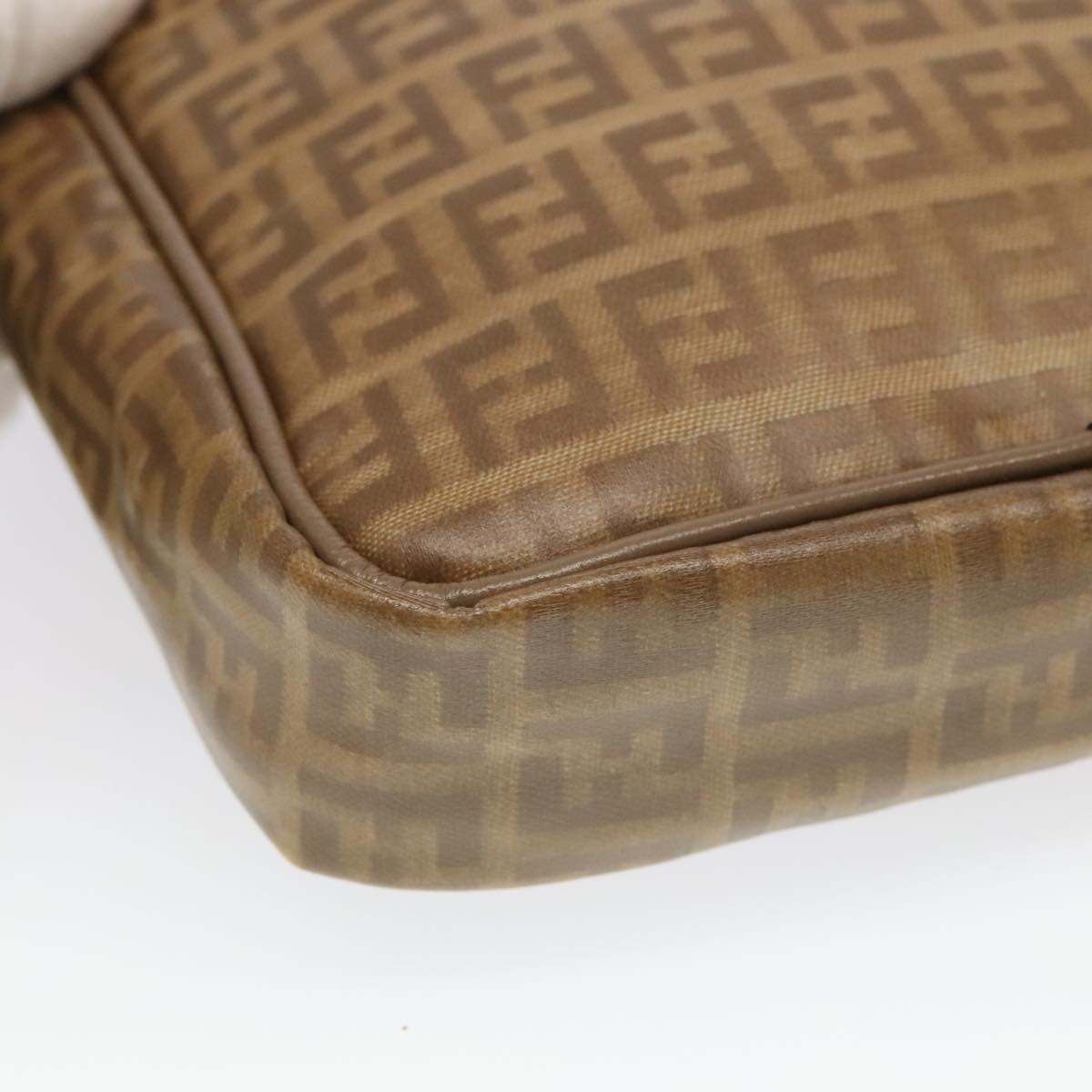FENDI Zucchino Canvas Mamma Baguette Shoulder Bag Beige 8BR030 th5427