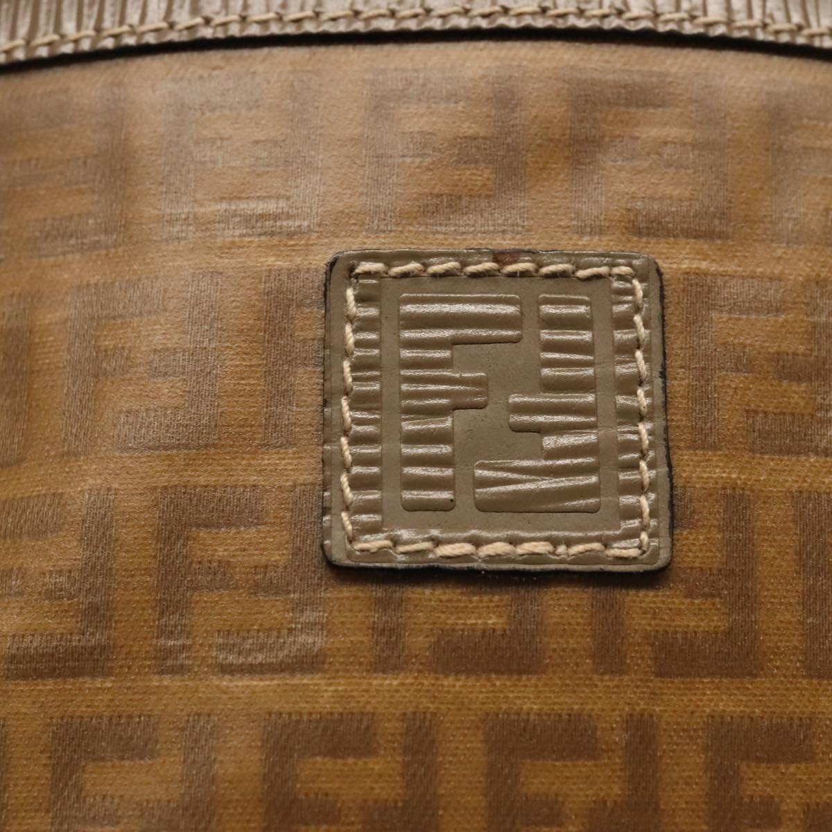 FENDI Zucchino Canvas Mamma Baguette Shoulder Bag Beige 8BR030 th5427
