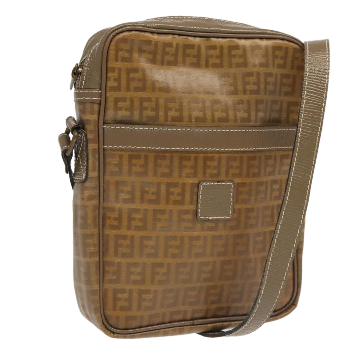 FENDI Zucchino Canvas Mamma Baguette Shoulder Bag Beige 8BR030 th5427