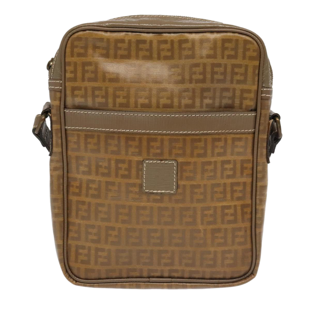 FENDI Zucchino Canvas Mamma Baguette Shoulder Bag Beige 8BR030 th5427