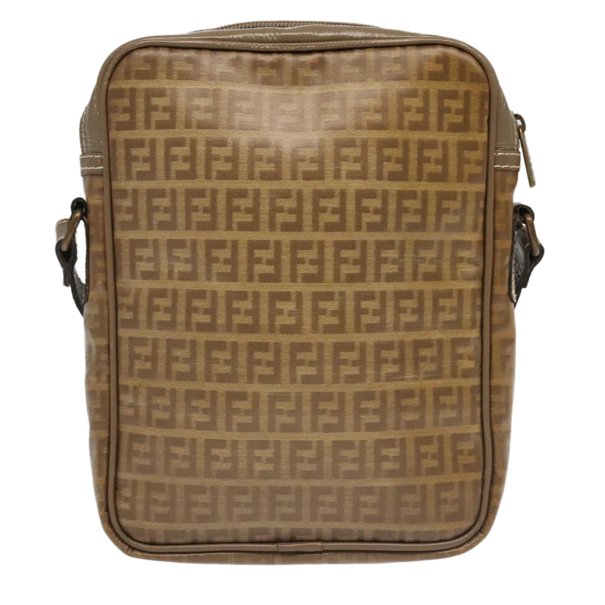 FENDI Zucchino Canvas Mamma Baguette Shoulder Bag Beige 8BR030 th5427
