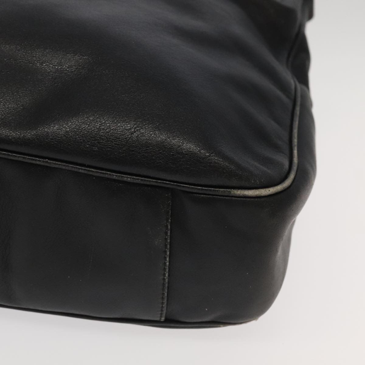 GUCCI Bamboo Shoulder Bag Leather 2way Black Gold 001.123.1577 th5460
