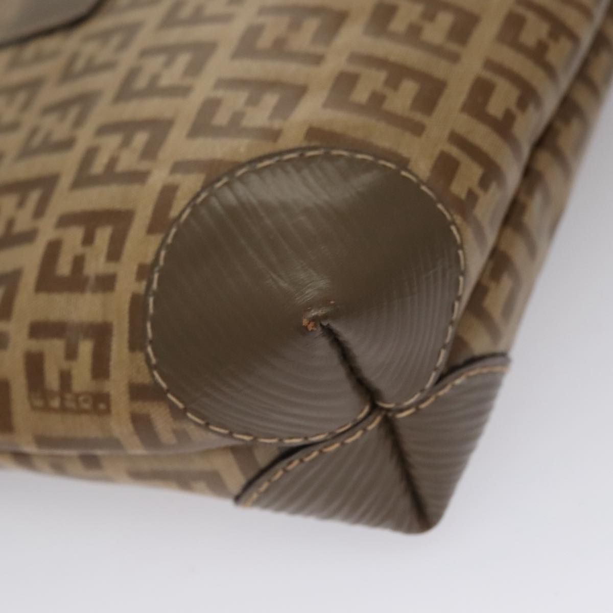 FENDI Zucchino Canvas Shoulder Bag Beige th5552