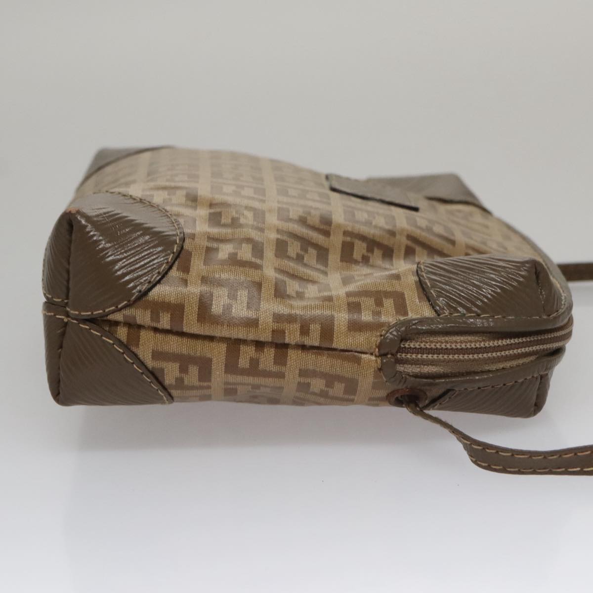 FENDI Zucchino Canvas Shoulder Bag Beige th5552