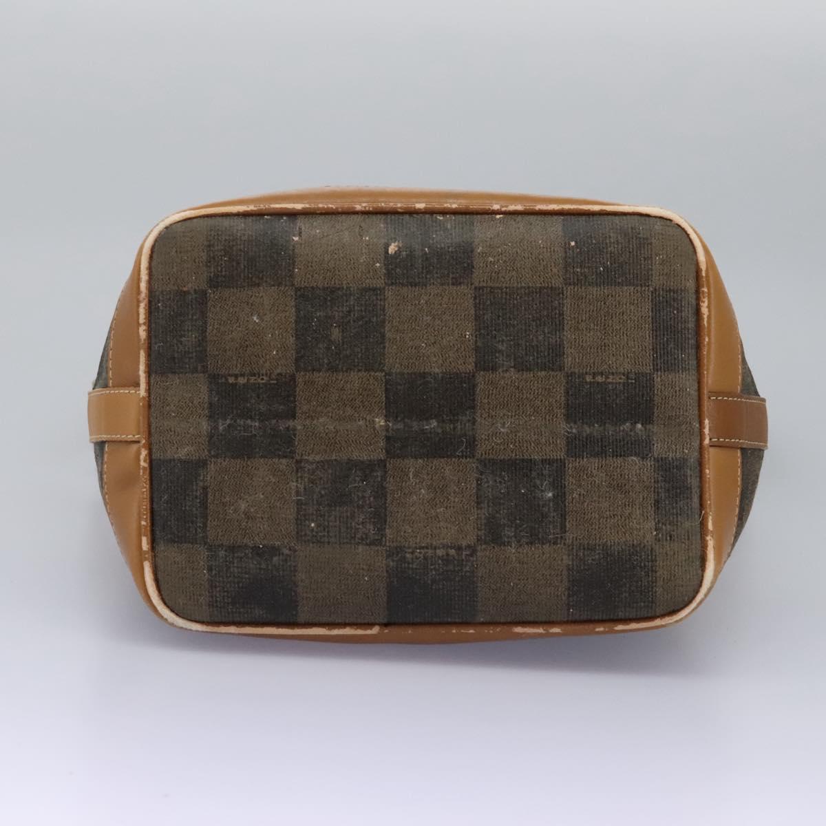 FENDI Pecan Canvas Shoulder Bag PVC Leather Brown th5553