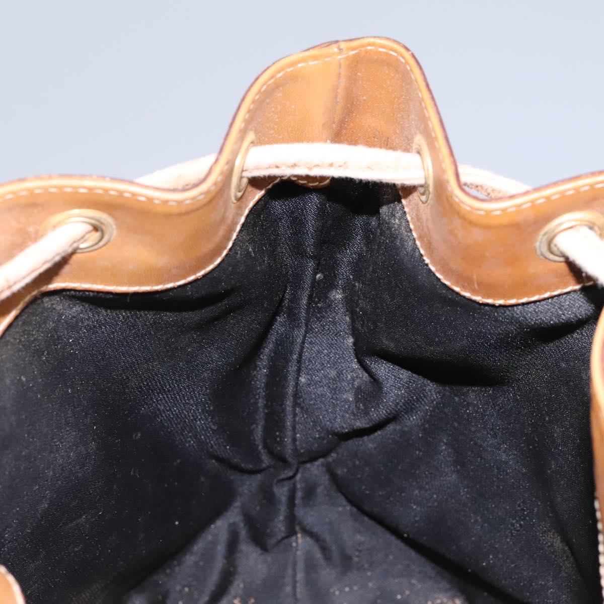 FENDI Pecan Canvas Shoulder Bag PVC Leather Brown th5553