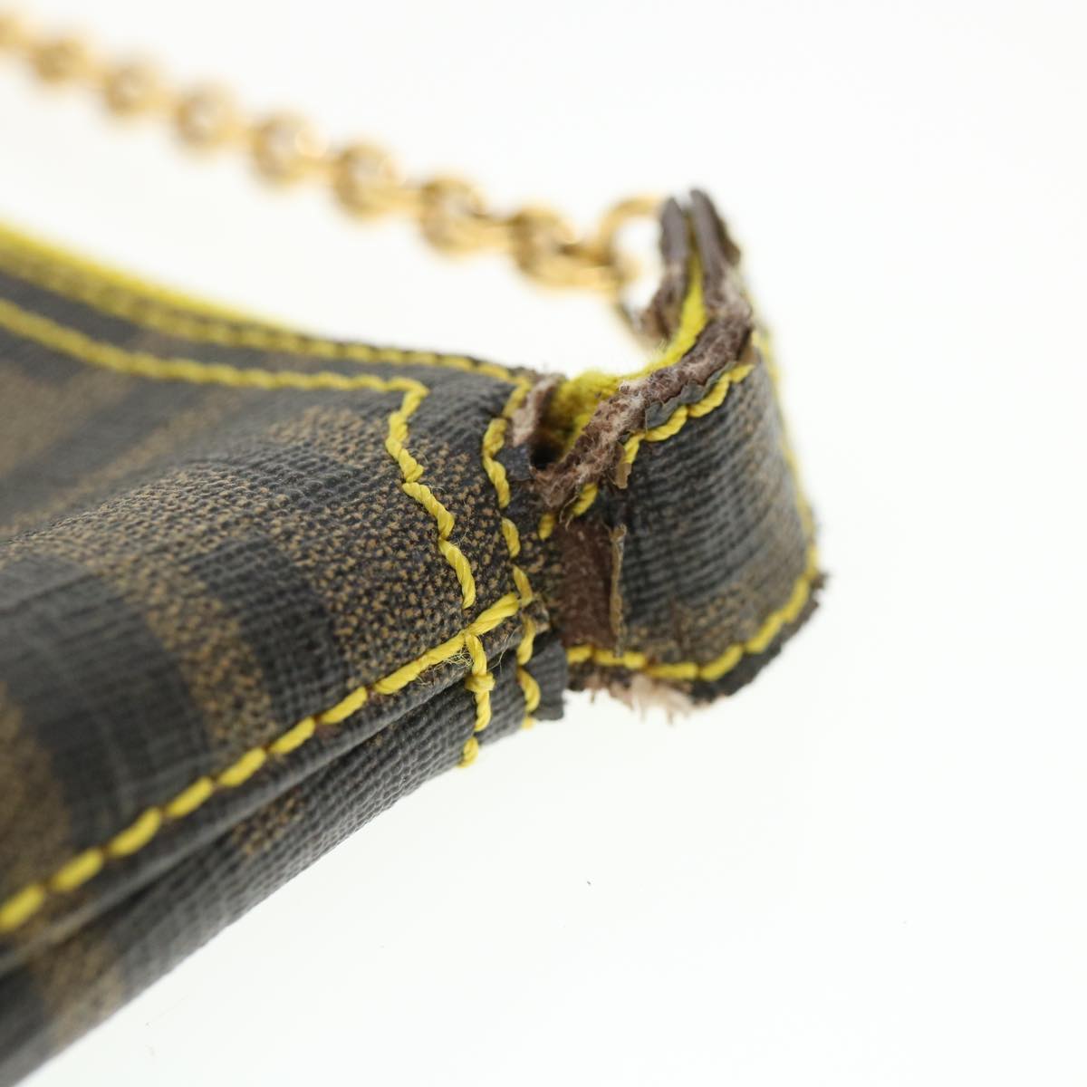 FENDI Zucca Canvas Chain Accessory Pouch Brown Black th2113