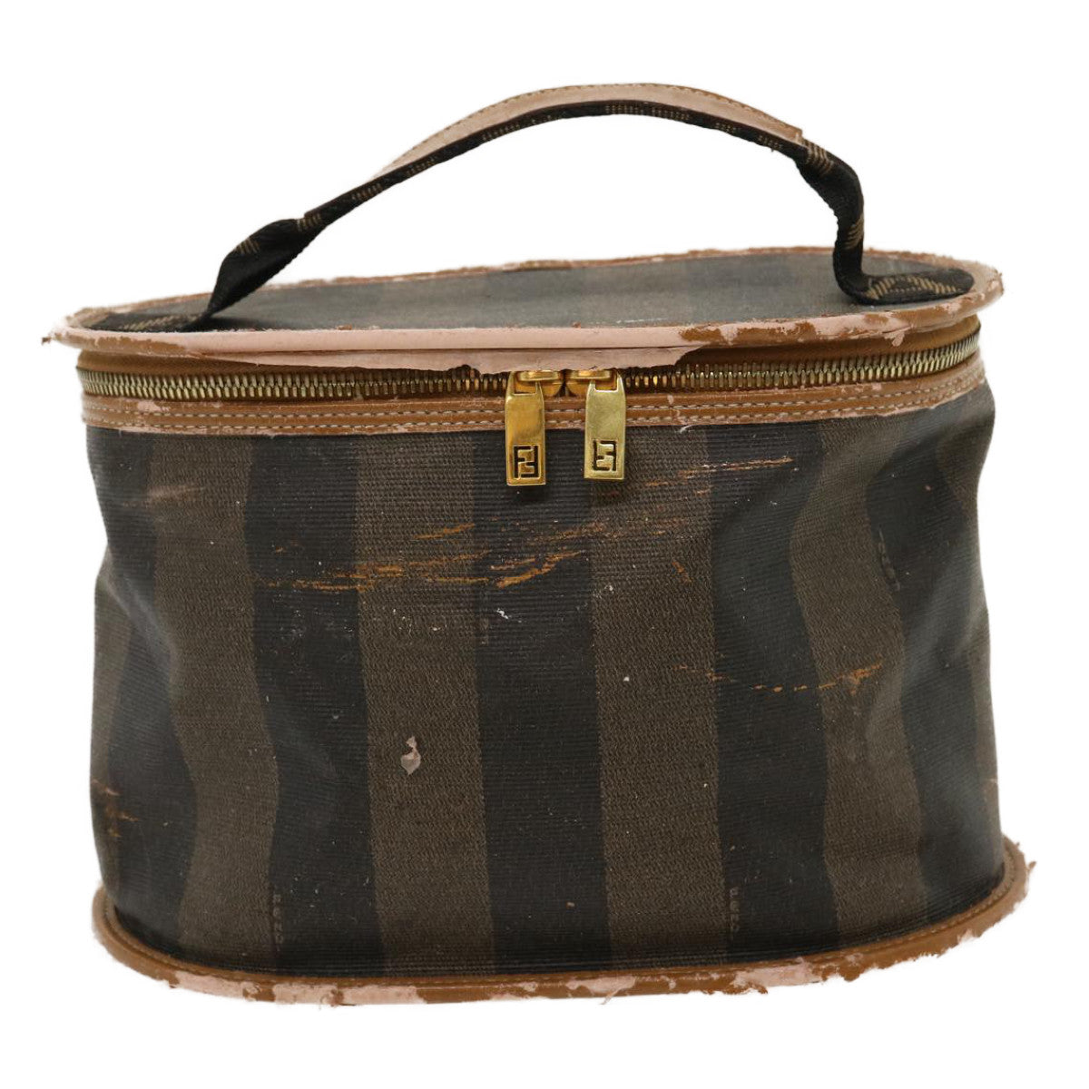 FENDI Pecan Canvas Hand Pouch Black Brown am1752s