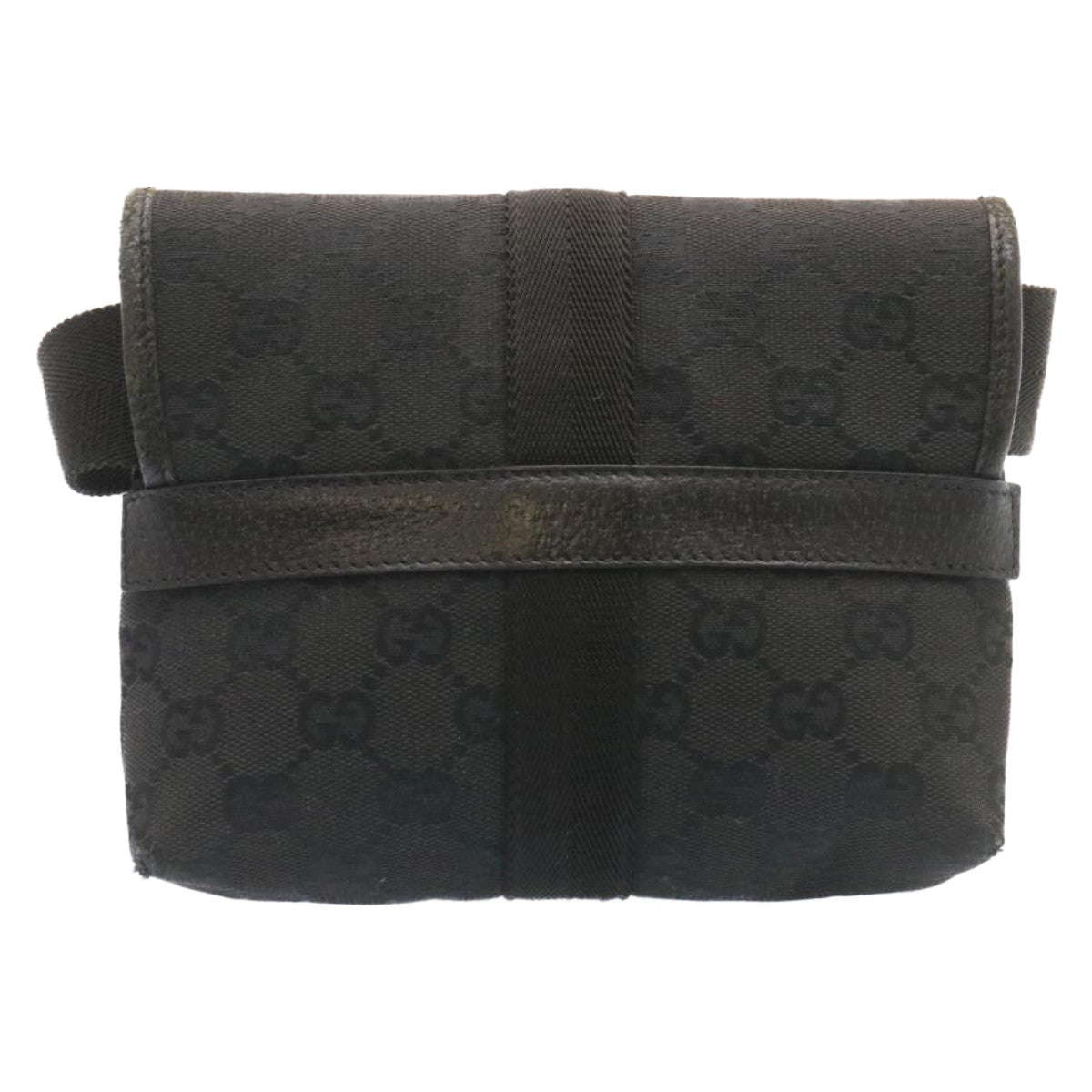 GUCCI GG Canvas Waist Bag Pouch Black am1341s