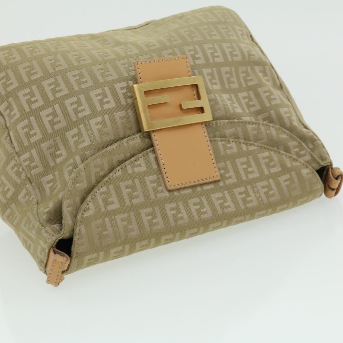 FENDI Zucchino Canvas Shoulder Bag Khaki rd2328