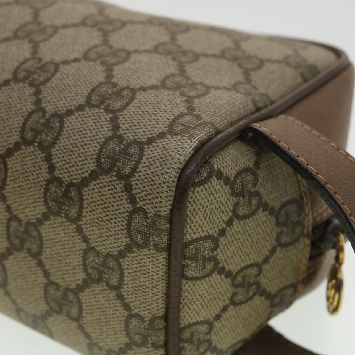 GUCCI GG Canvas Clutch Bag PVC Leather Beige am3609