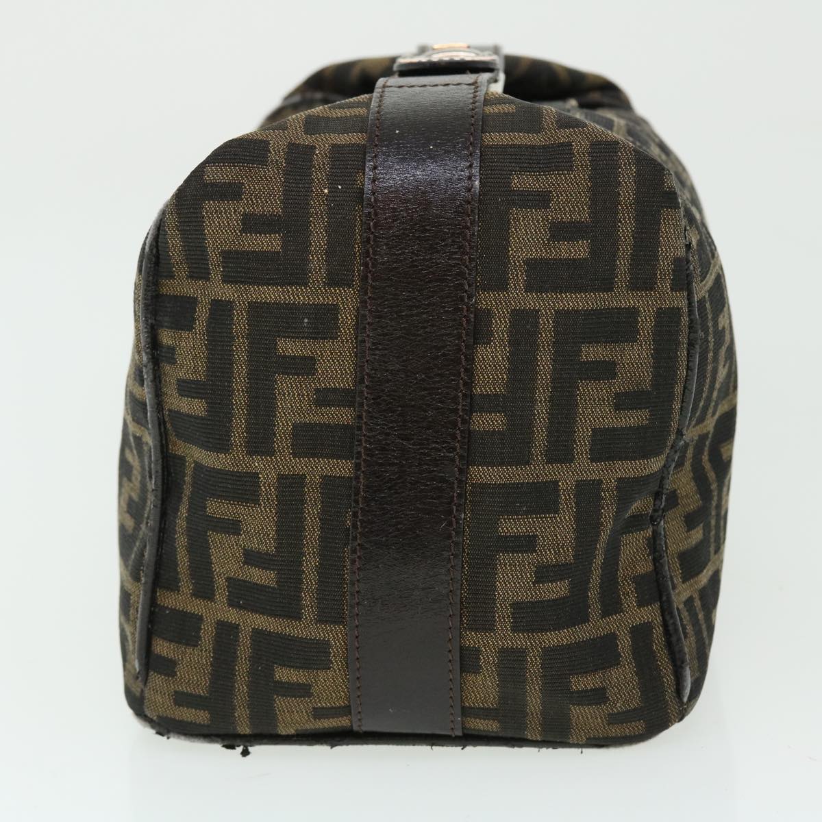 FENDI Zucca Canvas Hand Bag Nylon Black Brown yk6887B