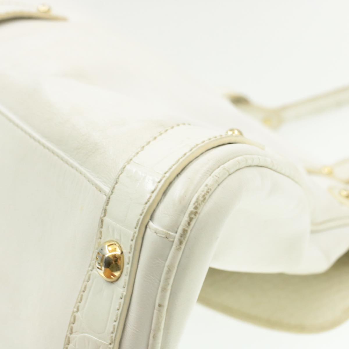 FENDI Shoulder Bag Leather White yk107