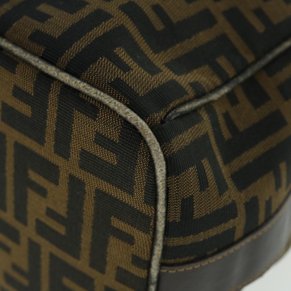 FENDI Zucca Canvas Hand Bag Nylon Leather Black Brown 40340