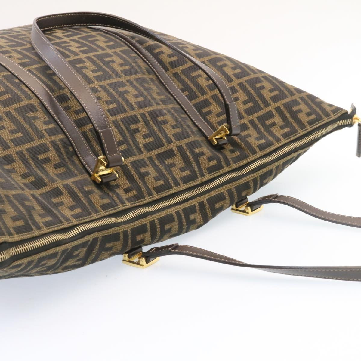 FENDI Zucca Canvas Tote Bag Brown Black am344b