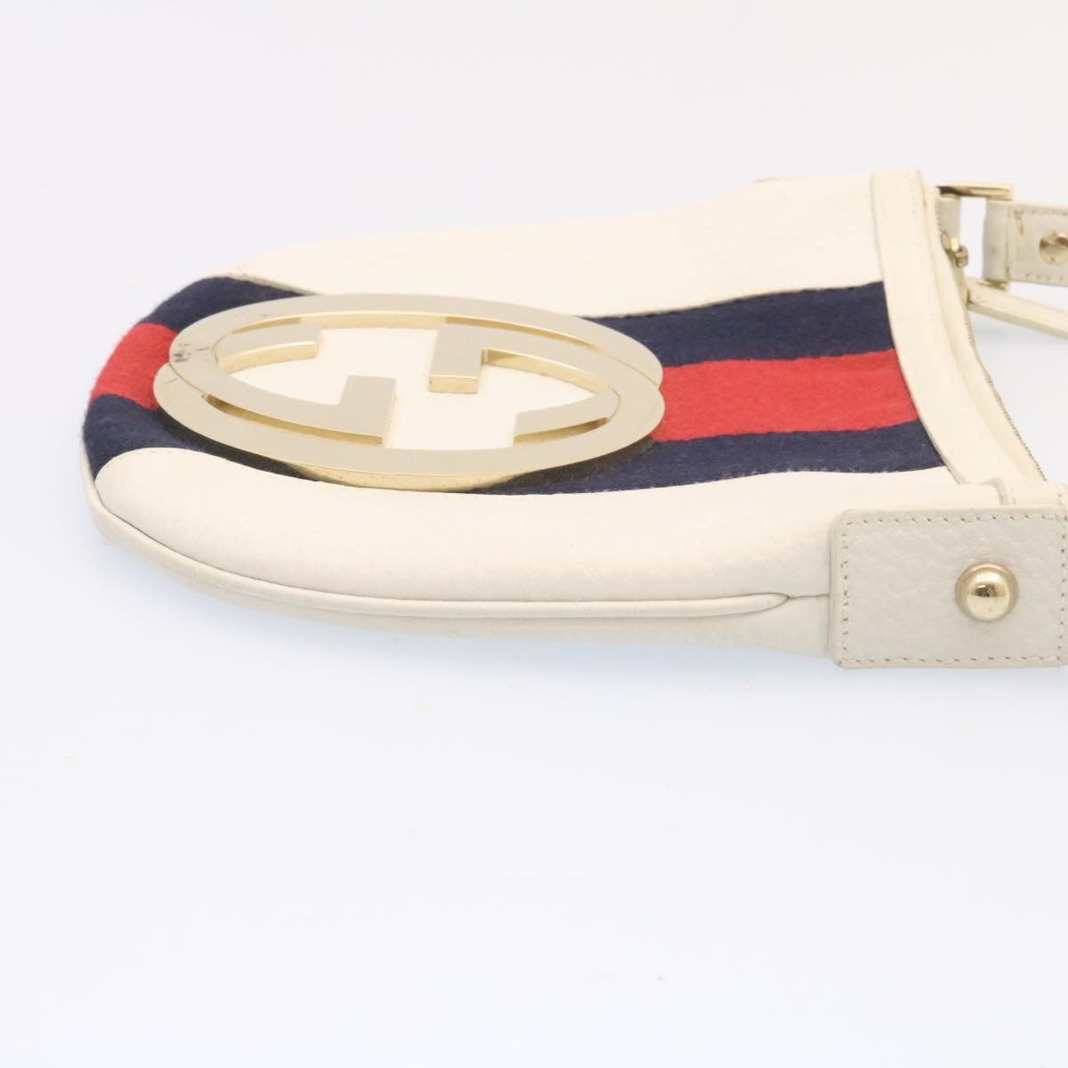 GUCCI Sherry Line Hand Bag Leather White am1337s
