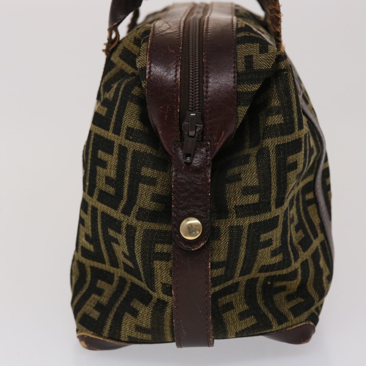 FENDI Zucca Canvas Hand Bag Vintage Brown Black rd2368