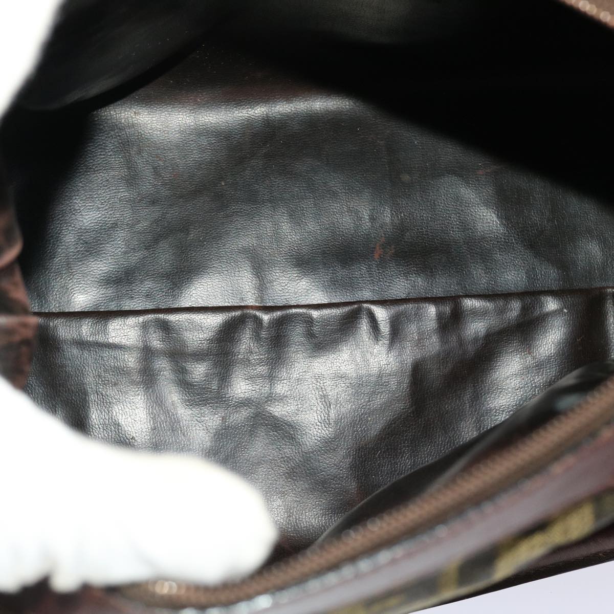 FENDI Zucca Canvas Hand Bag Vintage Brown Black rd2368