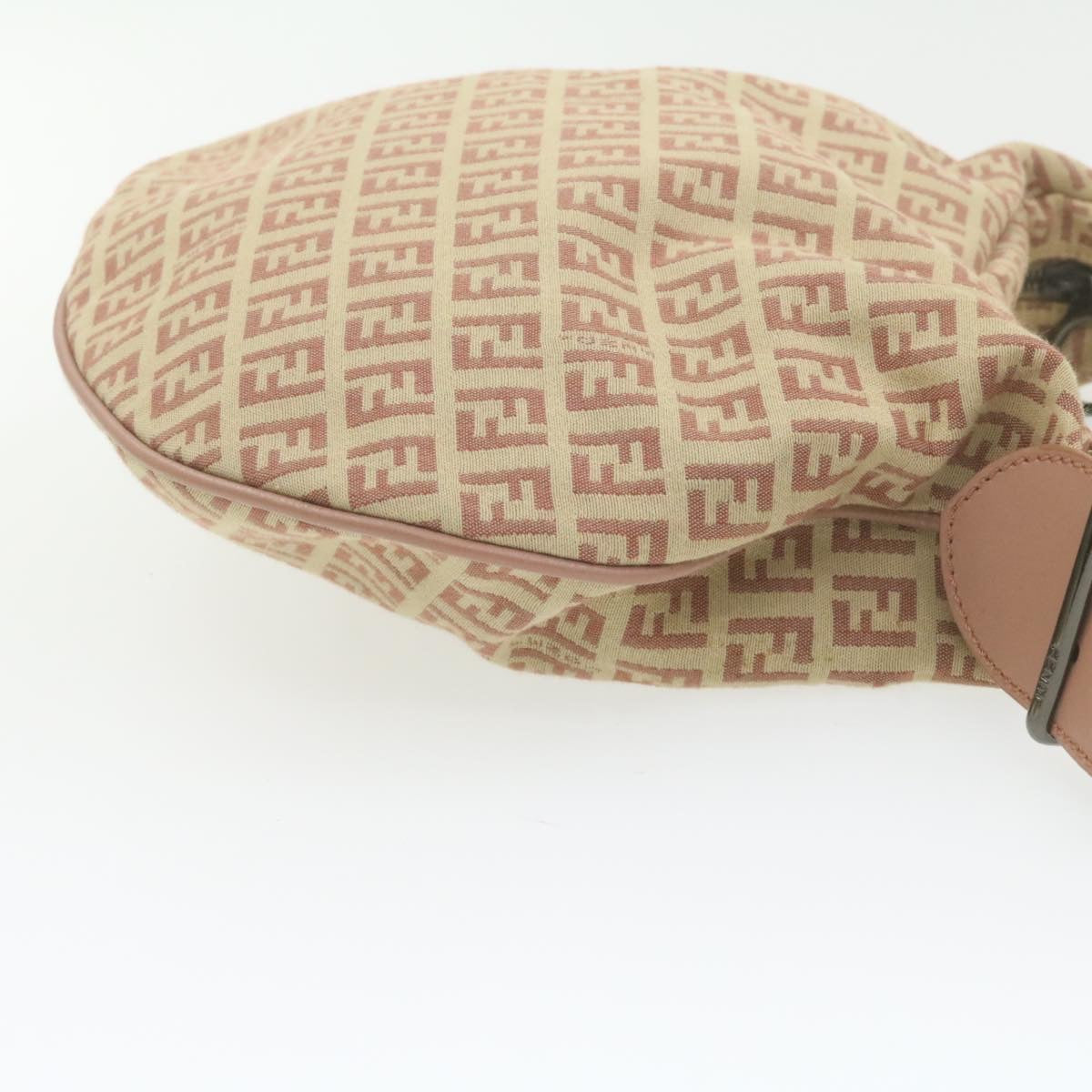 FENDI Zucchino Canvas Shoulder Bag Pink Beige am308b