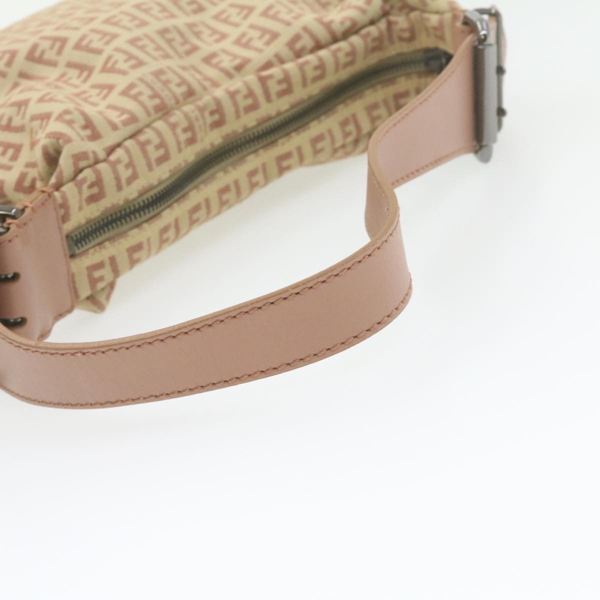 FENDI Zucchino Canvas Shoulder Bag Pink Beige am308b
