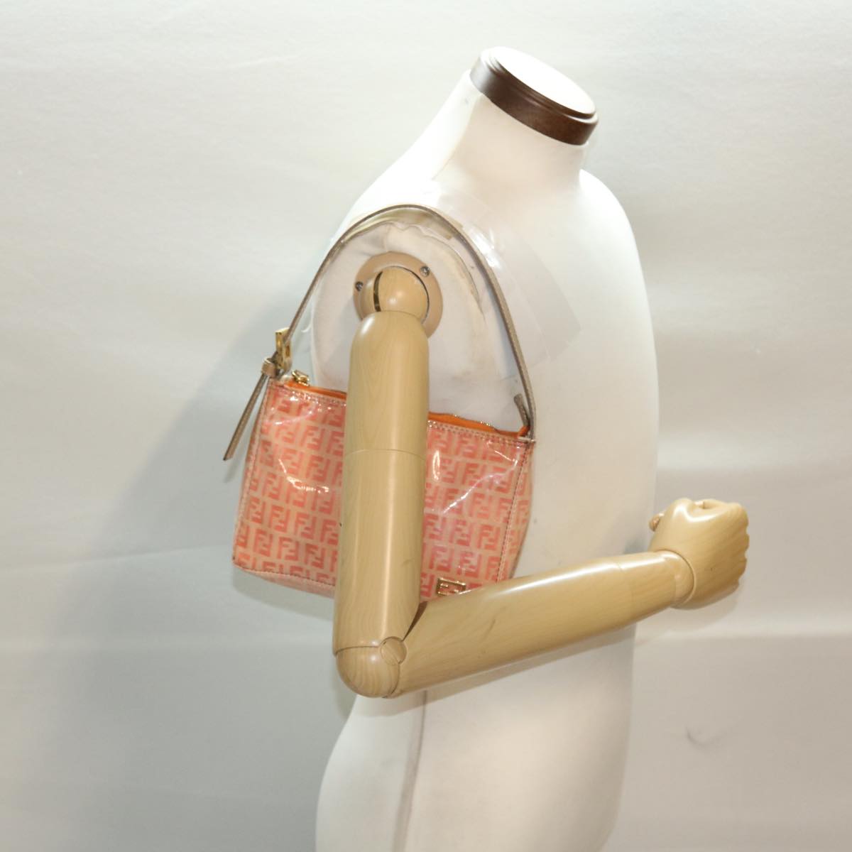 FENDI Zucchino Canvas Hand Bag Coated Canvas Orange am2609g