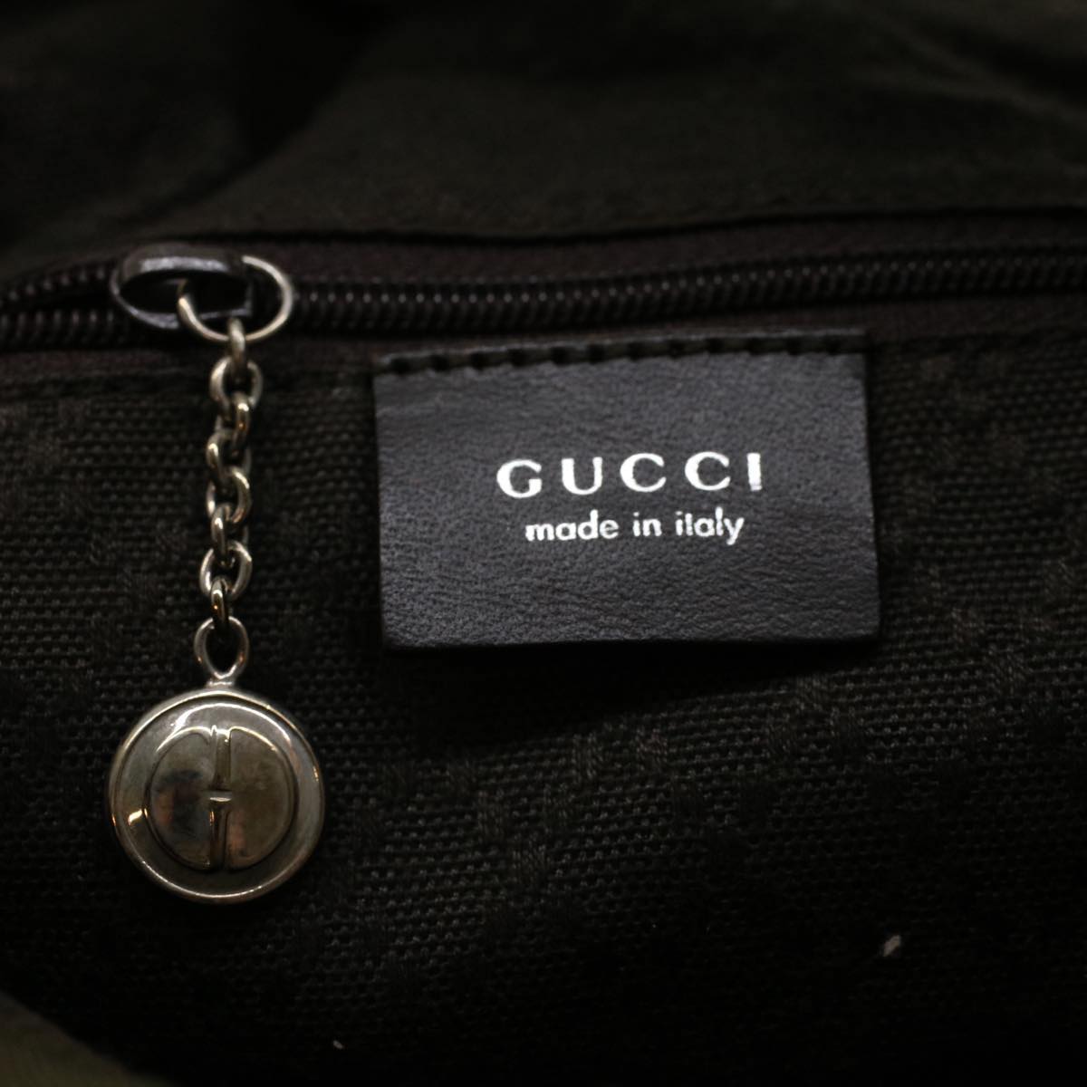 GUCCI Shoulder Bag Canvas Khaki ti1043