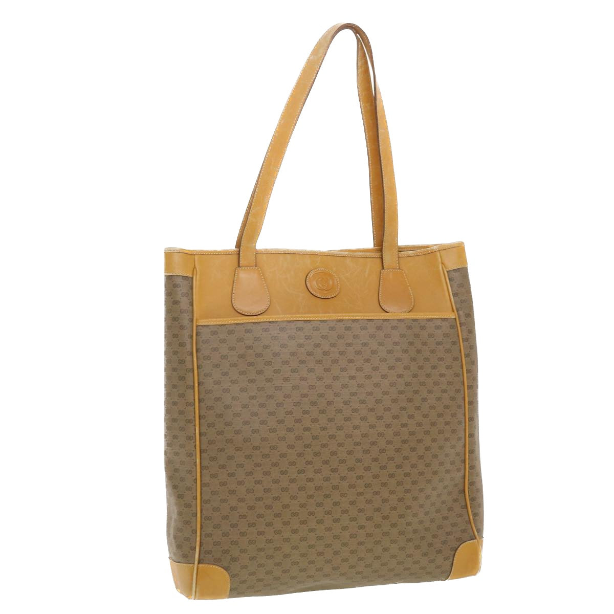 GUCCI Micro GG Canvas Tote Bag PVC Leather Beige ti1048