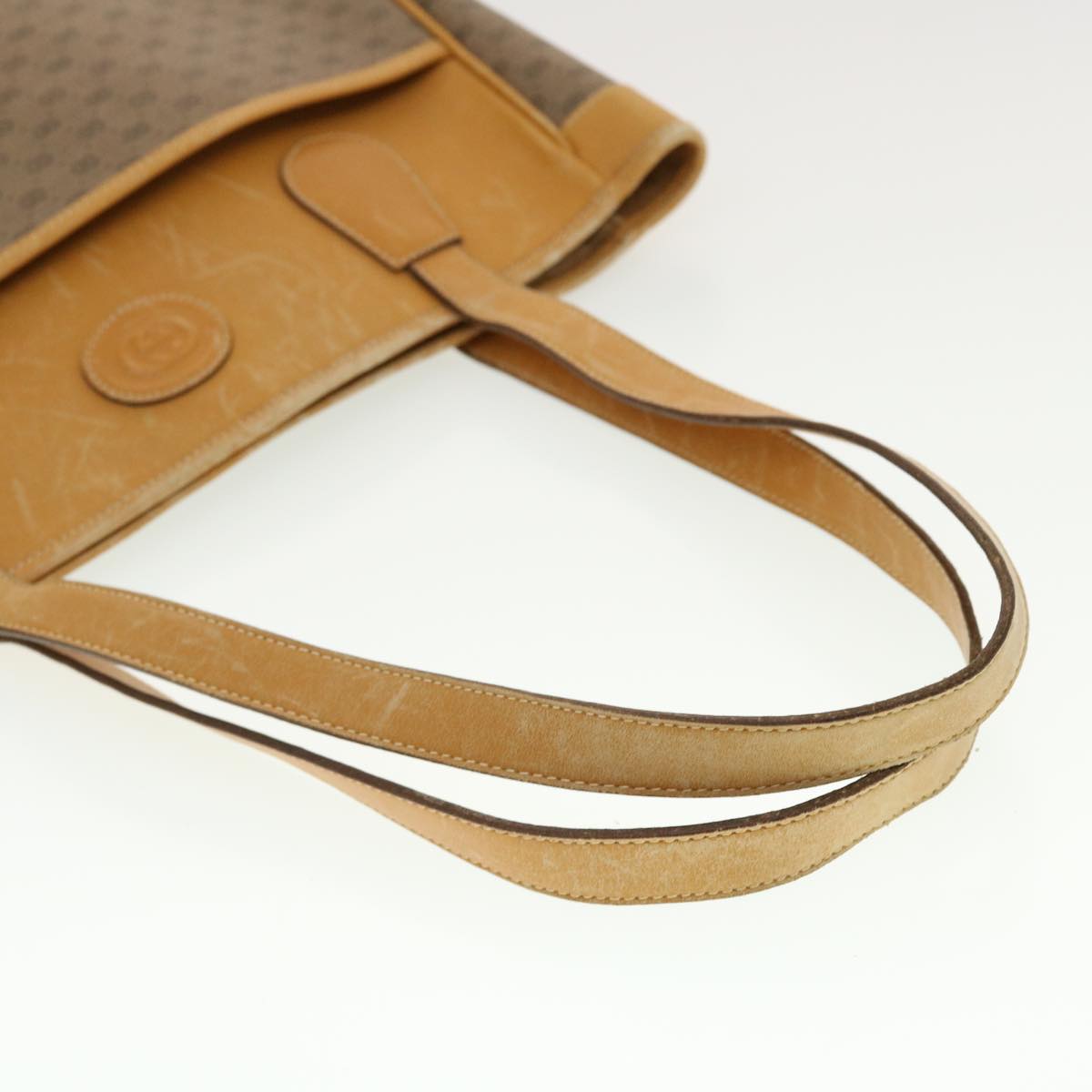 GUCCI Micro GG Canvas Tote Bag PVC Leather Beige ti1048