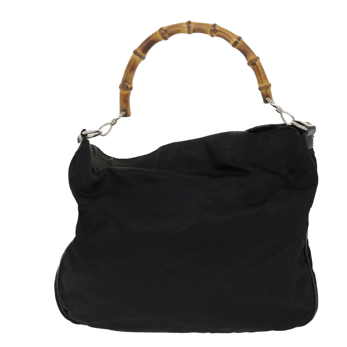 GUCCI Bamboo Hand Bag Canvas 2way Black 001 1577 2615 ti1056