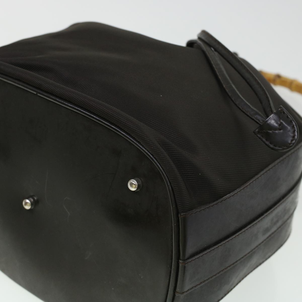 GUCCI Bamboo Shoulder Bag Canvas 2way Dark Brown ti1132