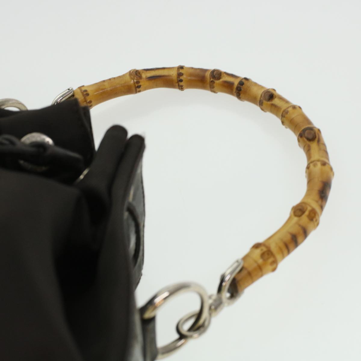 GUCCI Bamboo Shoulder Bag Canvas 2way Dark Brown ti1132