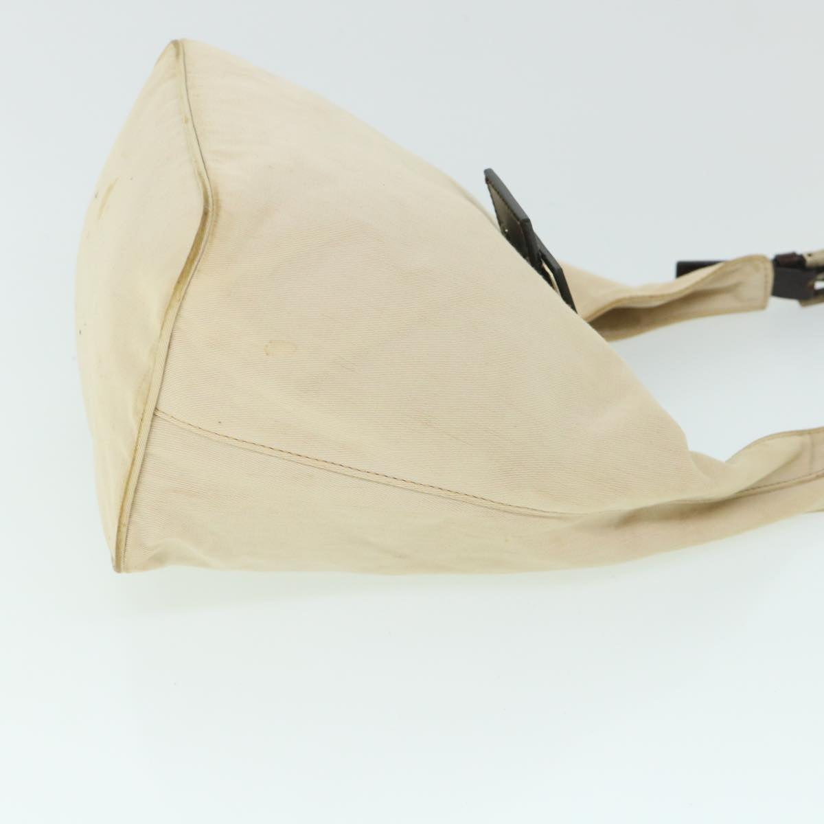FENDI Mamma Baguette Shoulder Bag Canvas Leather Beige Brown ti1234